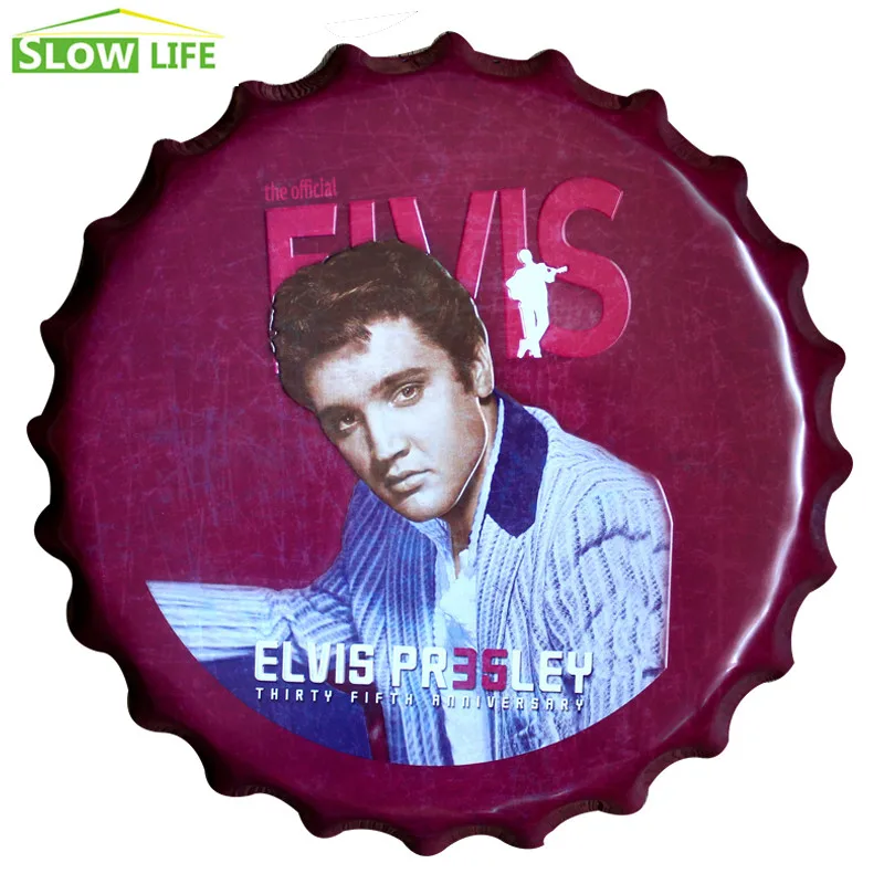Официальный Elvis Presley бутылка крышка металлическая жестяная вывеска винтажный