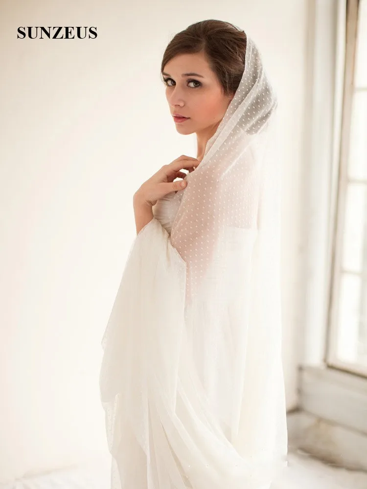 Фата свадебная длиной 2 метра Тюлевая в горошек для невесты фата с особым вырезом