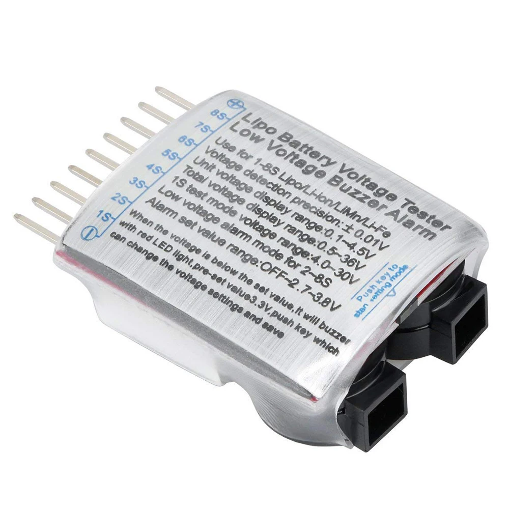 1-8S Lipo/Li-ion/Fe Battery Voltage 2IN1 Tester Low Buzzer Alarm | Инструменты