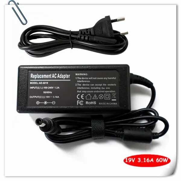 

AC Adapter Power Supply Cord for Samsung QX410 QX410-S02US Q430-JSB1US NP300E5A NP300V5A NP350U2B Laptop Charger Plug 19V 3.16A