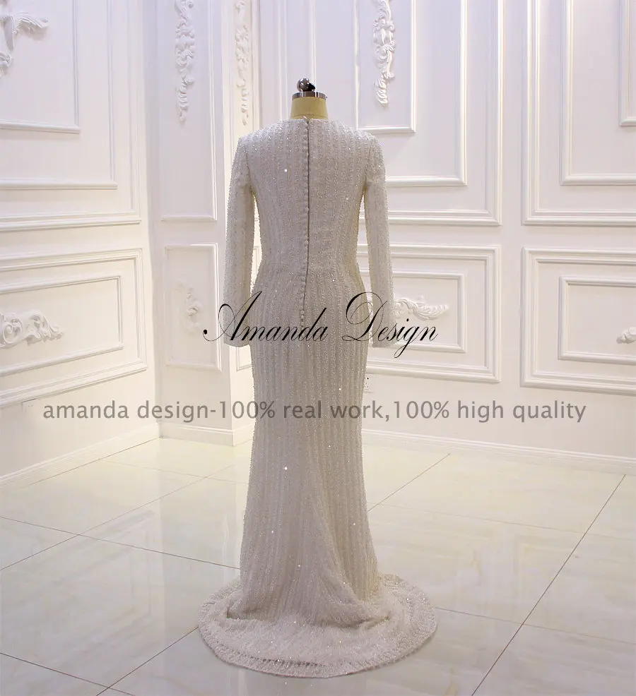 Аманда дизайн robe de mariee ручная работа жемчуг Съемная юбка мусульманское свадебное платье Русалка