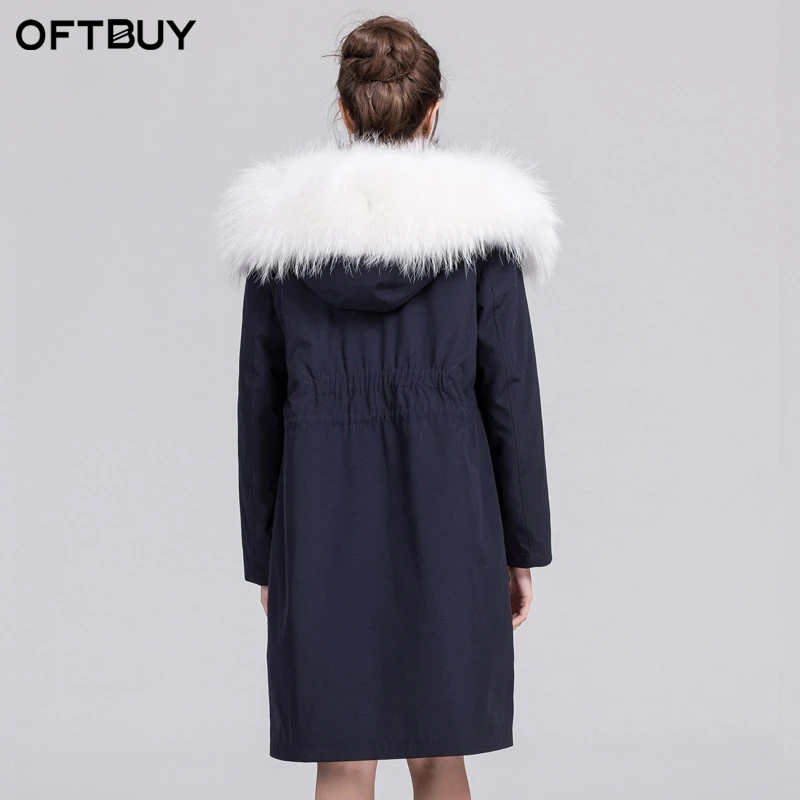 Oftbuy Новинка 2017 Fashion долго реального Natural меховое пальто зимняя куртка женские