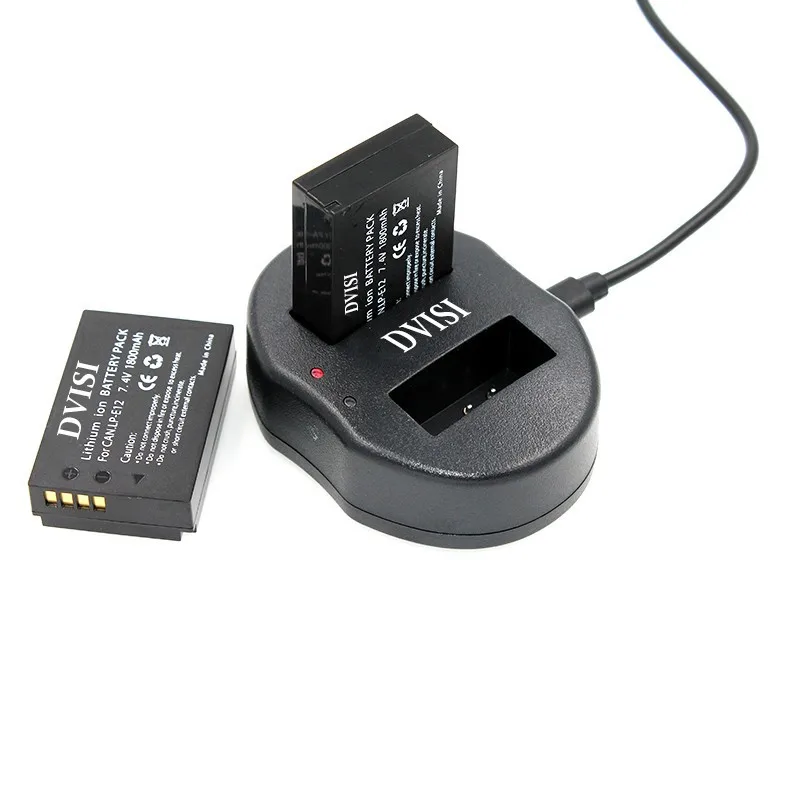 2 шт. 7 4 В 1800 мА/ч аккумуляторная батарея LPE12 LP E12 + USB двойное зарядное устройство