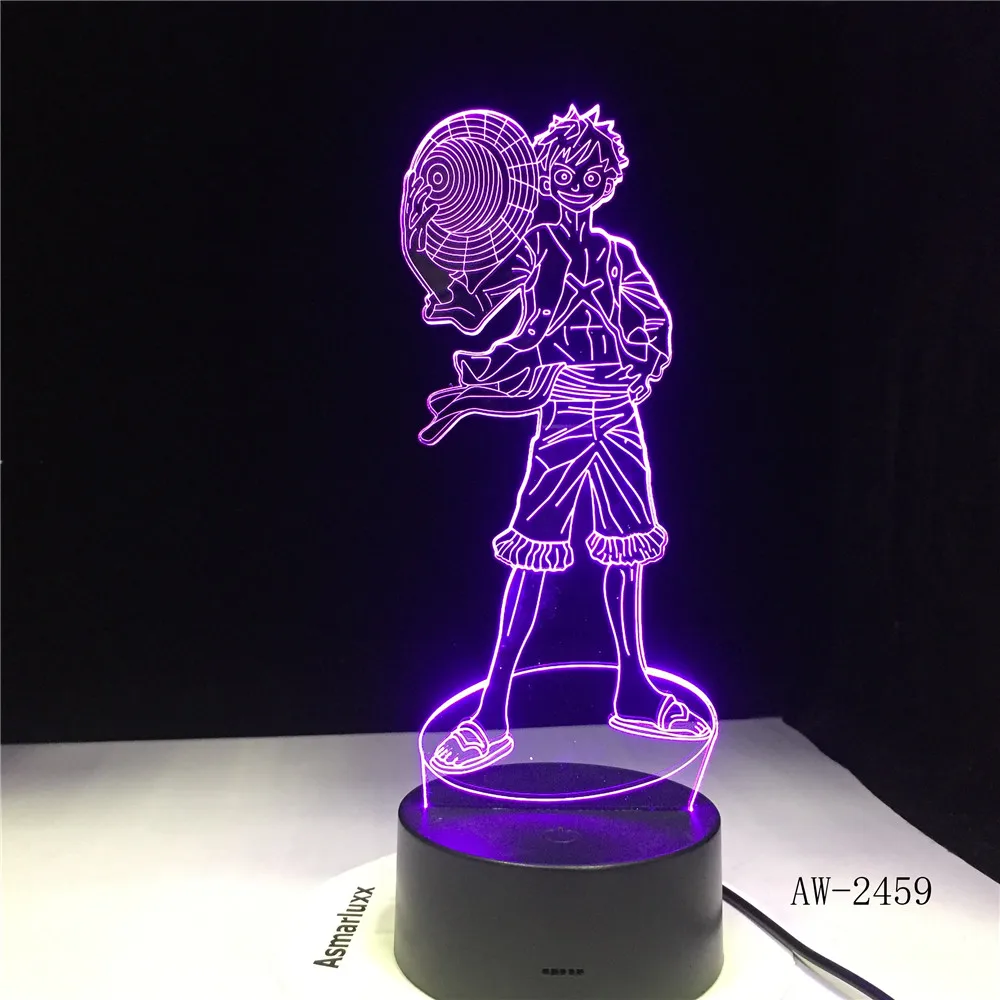 Luffy аниме цельное моделирование 3D Светодиодная сенсорная кнопка USB детская