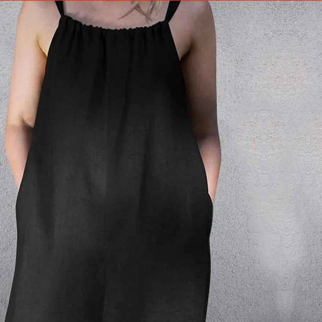 Новинка, женские комбинезоны xxxl размера плюс, женские летние свободные широкие штаны без рукавов, комбинезон, плюс
