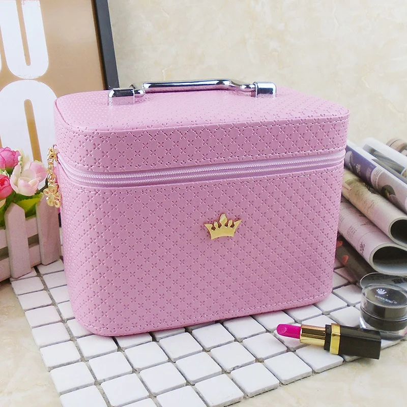 Pink Small Size Высококачественная косметичка для женщин благородная корона большой емкости профессиональный органайзер для макияжа портативный чехол для хранения кистей ZF9531 - Цвет: Pink Small Size