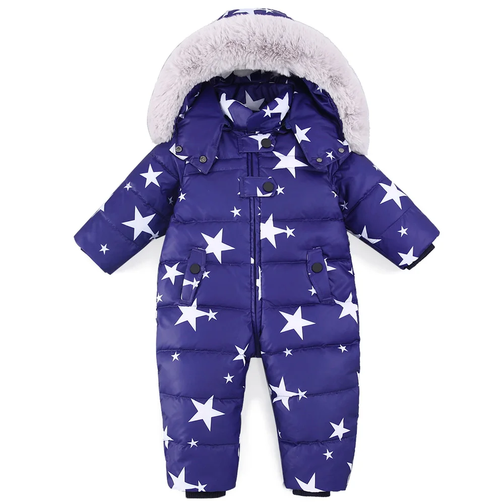 Children Winter Romper Baby Boys Jumpsuits Clothing Down Warm Jacket Girls Siamese Snowsuit -30 Degree 0-4 Years | Мать и ребенок