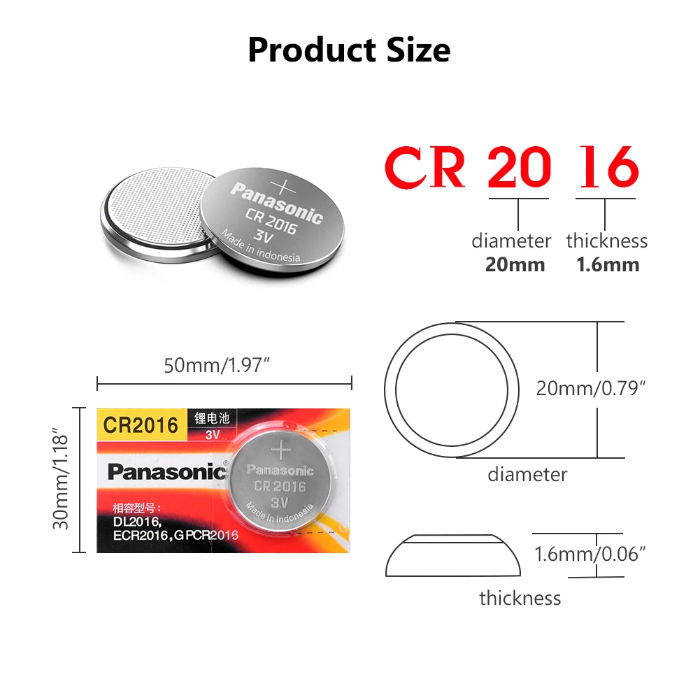 Литиевая батарея Panasonic 3 в cr2016 Кнопочная батарейка для часов cr 2016 DL2016 ECR2016 основной