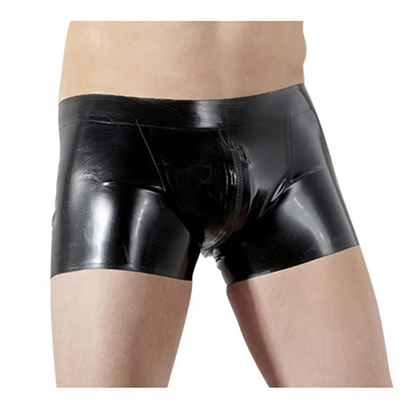 M XXL Wetlook Boxershorts мужские черные сексуальные трусики на молнии с открытой