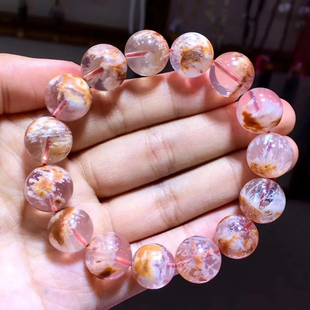 14 мм натуральный Оранжевый Белый серицитовый Снежный фантомный кварцевый