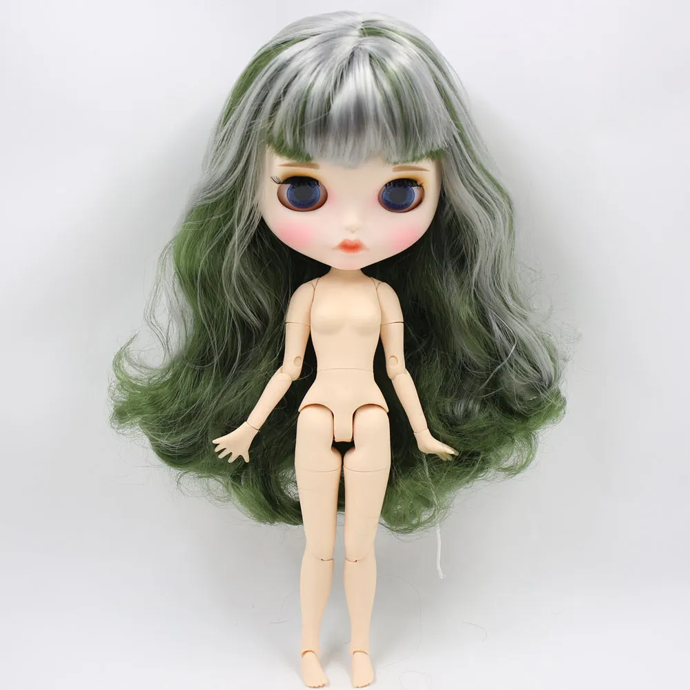 C nude doll ICY Nude Blyth изготовленная на заказ кукла No. BL4299/9084 зеленая смесь серебряные волосы 1/6 bjd, pullip, licca, jerryberry - Цвет: C nude doll