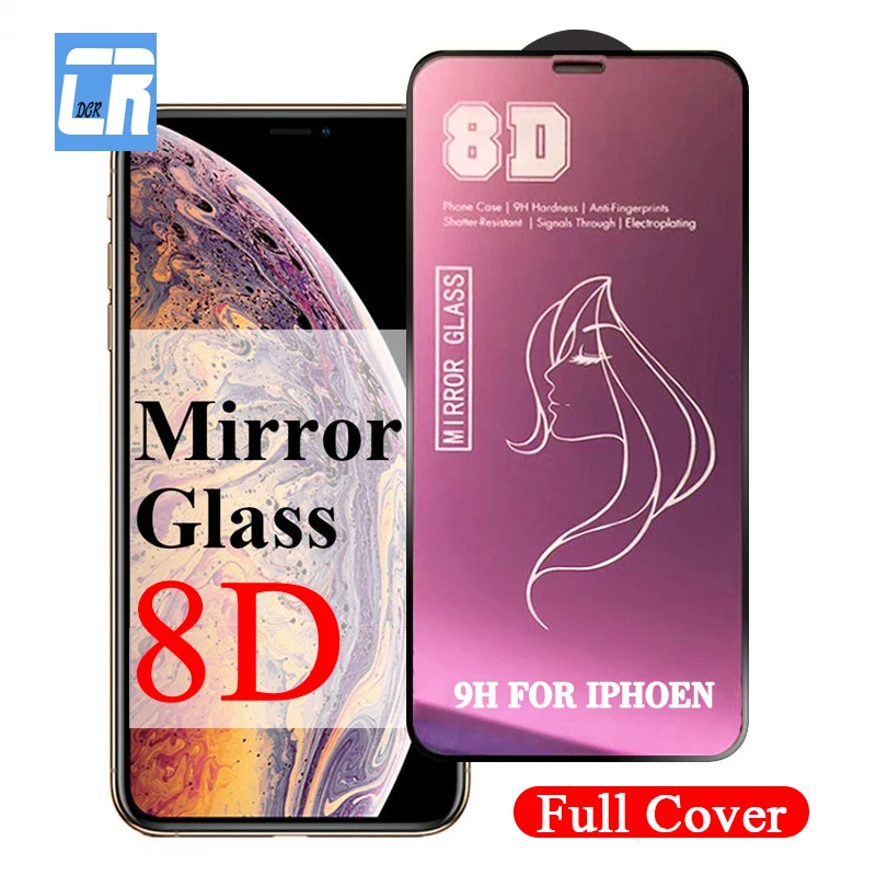 Роскошное зеркальное защитное стекло 8D для iPhone 7 8 6 6S Plus Защита экрана X XS Max XR