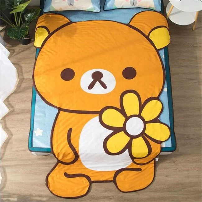 Милый медведь Rilakkuma белка кошка Русалка мультфильм печати нерегулярные летние одеяло Индивидуальные одеяло для детей - Цвет: 1 Rilakkuma