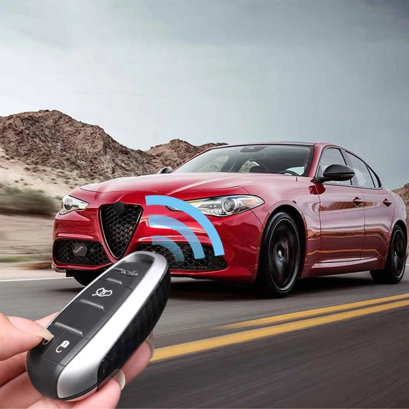 Чехол для ключа из АБС пластика в стиле углеродного волокна отделка Alfa Romeo Giulia
