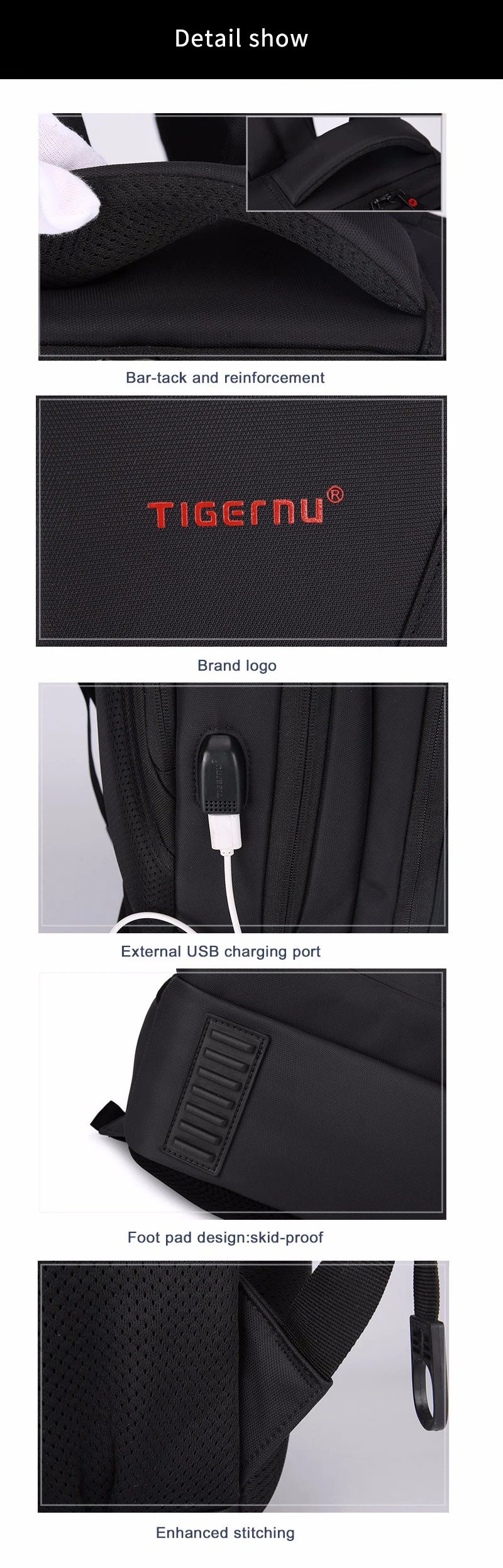Tigernu USB зарядка Водонепроницаемый Противоугонный Мужской Дорожный Рюкзак 15,6 дюймов рюкзак для ноутбука для мужчин нейлоновый школьный рюкзак с отделением для ноутбука Mochila