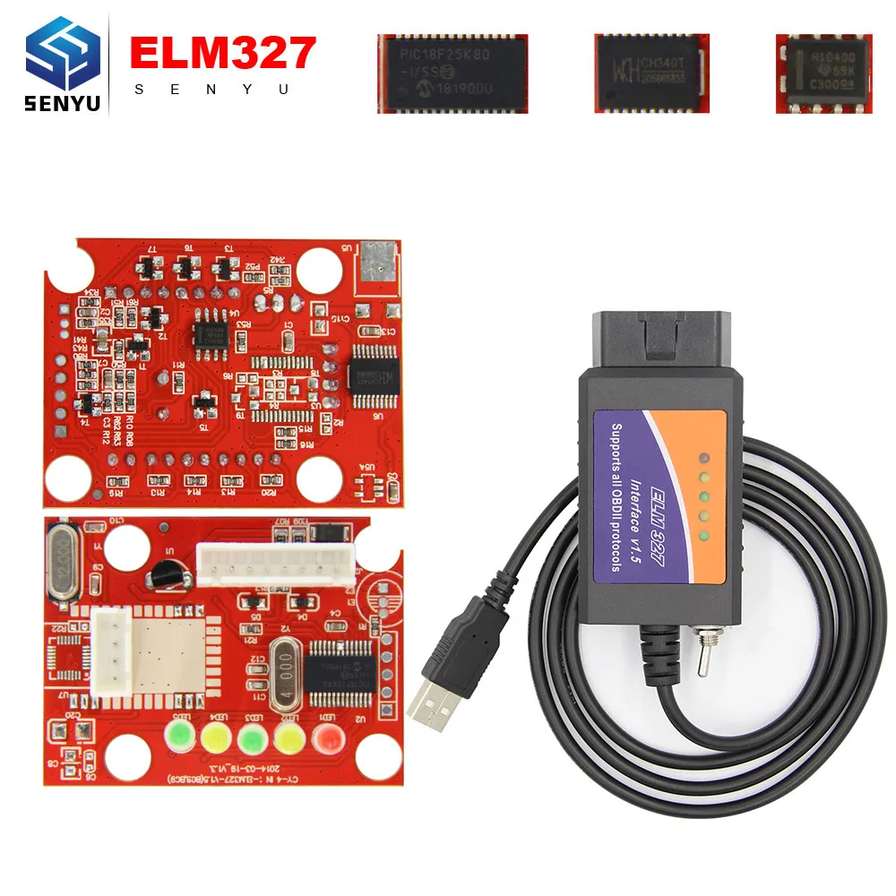 HS CAN/MS CAN ELM327 V1.5 PIC18F25K80 для FORScan ELM 327 USB для Windows XP/7 32 бита для Ford CH340 OBDII сканер кода