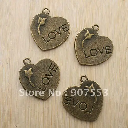8 шт. антикварные бронзовые двухсторонние подвески/подвески в виде Розы G231|love