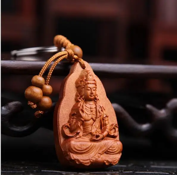 Брелок для ключей Будда Lotus guanyin брелок из натурального дерева ювелирных изделий