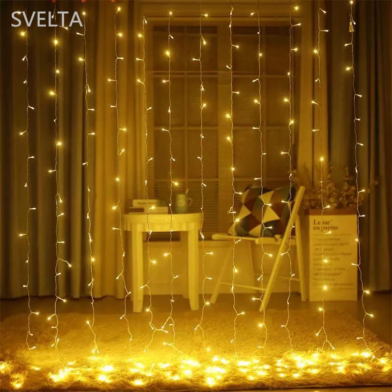 SVELTA 6x3 М 600 лампы светодио дный сосулька Строка Фея Света открытый Рождество Шторы