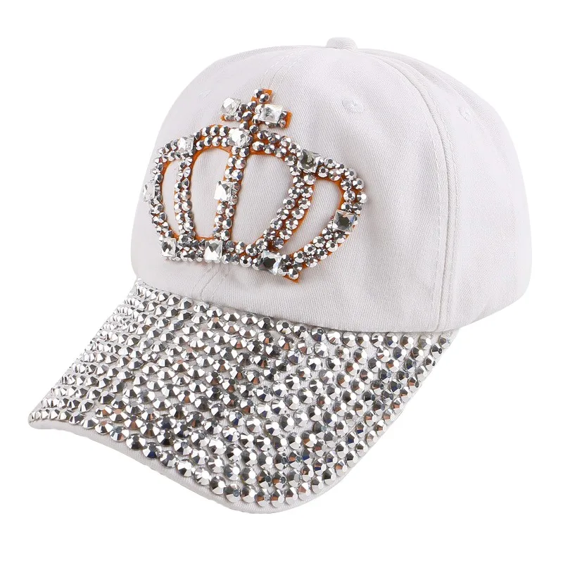 Новый дизайн джинсовая женская бейсболка стразы в форме короны для женщин