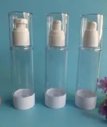 50ml  airless vacuum pump lotion bottle with white pump/bottom / transparent lid