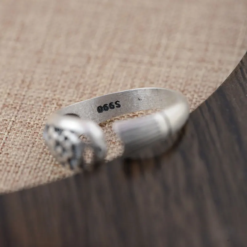 Серебряное кольцо с цветком FNJ в стиле панк|thai silver ring|925 sterling ringsterling rings |