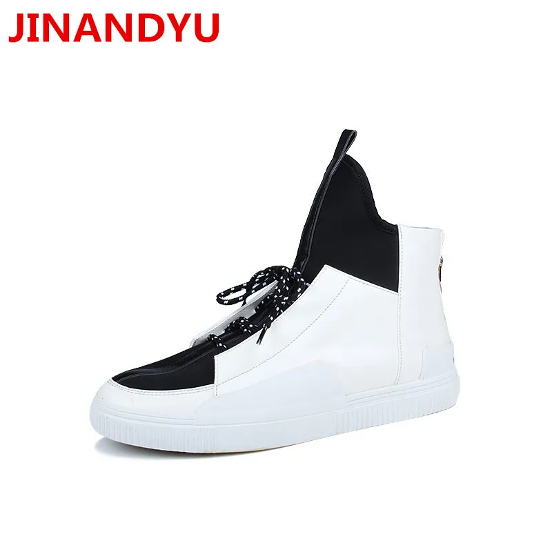 

White High Top Sneakers Men Hip-hop Dance Trainers Elevator Leather Shoes Men Casual Shoes Flats Chaussure Homme Zapatillas