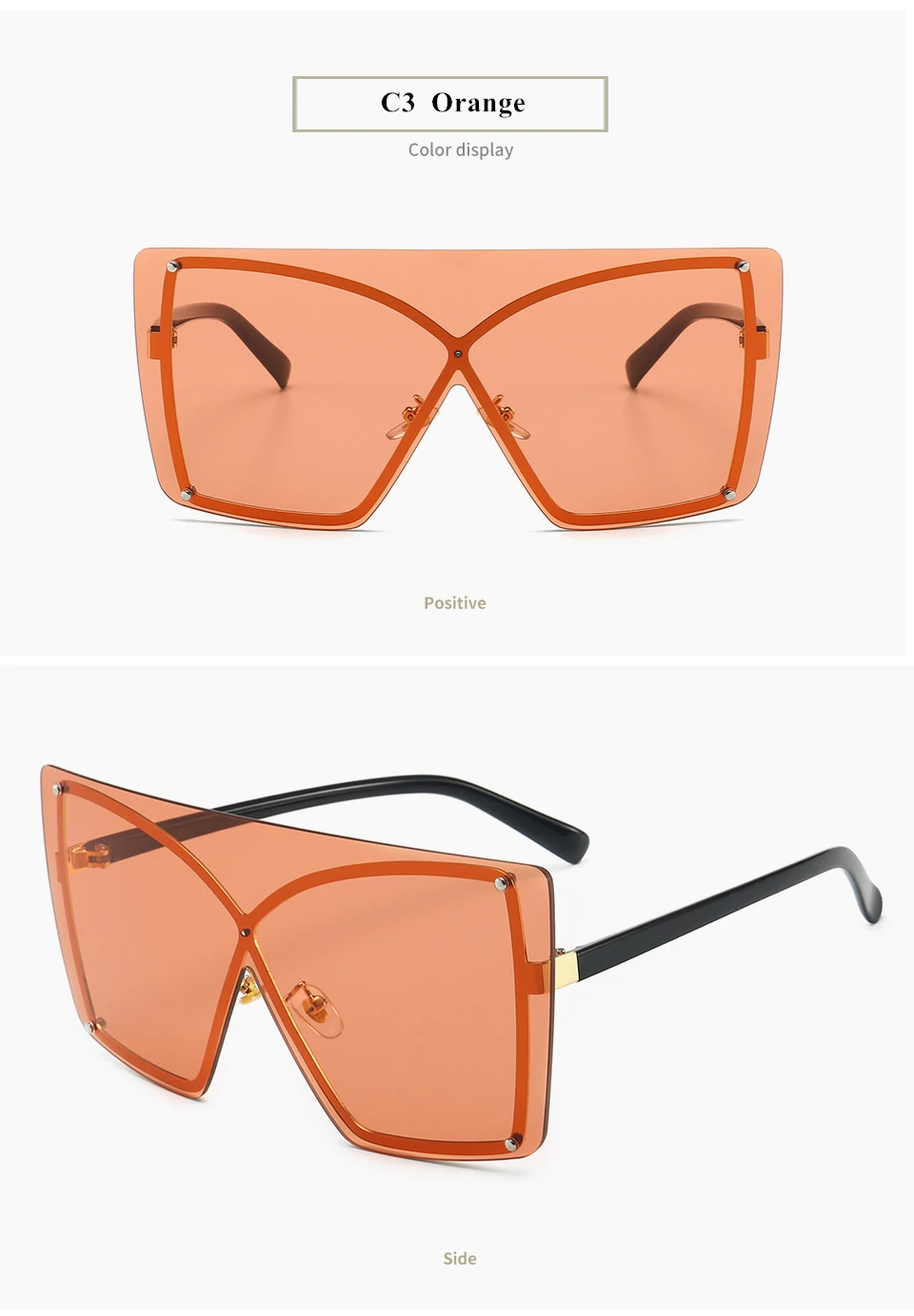 Italian Luxury Gradient Sunglasses Women Trendy Brand One Piece Sun Glasses Rimless Oversized Frame Female Shades UV400