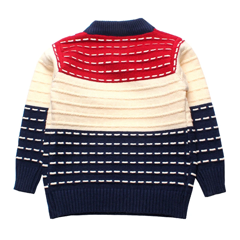 Свитера для мальчиков полосатый хлопковый топ теплый галстук свитер вязаная