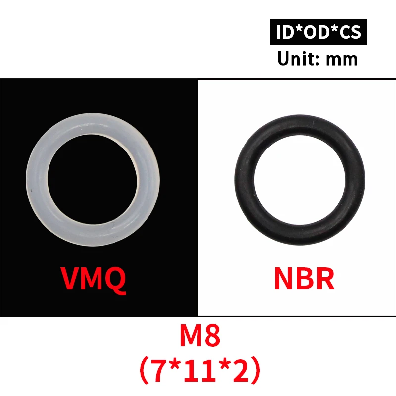 M8 20 шт. M3 M4 M5 M6 M7 M8 M9 M10 Белый силиконовый черный NBR уплотнительное кольцо уплотнения винт шайба резиновая шайба уплотнительное кольцо ассортимент прокладок - Цвет: M8