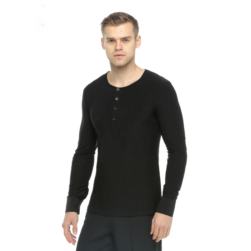 

3 Colors Good Quality Latin Dance Tops For Male Latin Dance Shirts Professional Sexy Men Modern Ballroom Wears