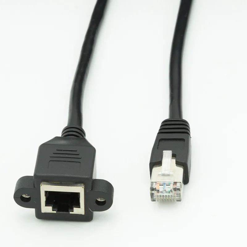 Черный RJ45 мужского и женского пола Сетевой удлинитель винт для кабеля Панель