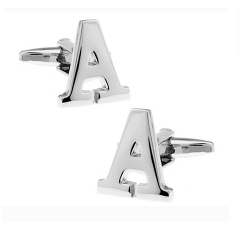 

Shirt cuff cufflink silvery letter A cufflink copper material design fashion English letters cufflinks free shipping