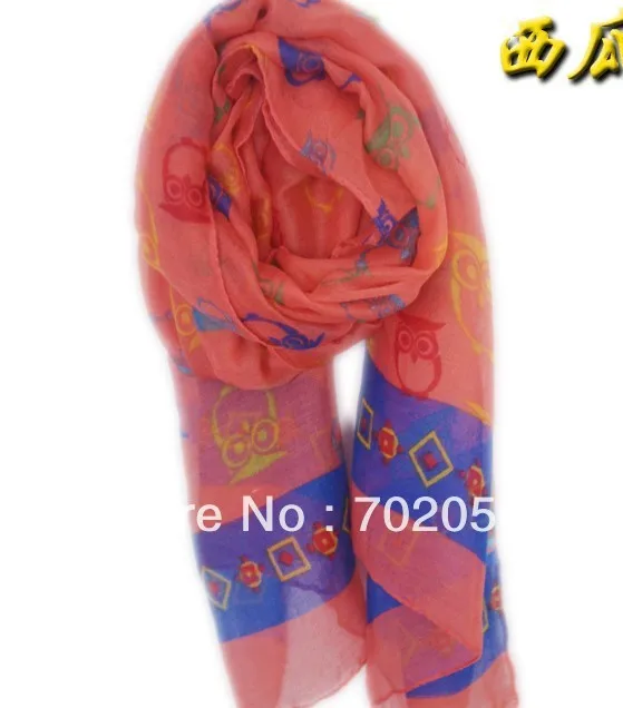 Детский женский шарф с совами Sarongs Бандана Хиджаб накидка пончо 160*50 см Смешанные