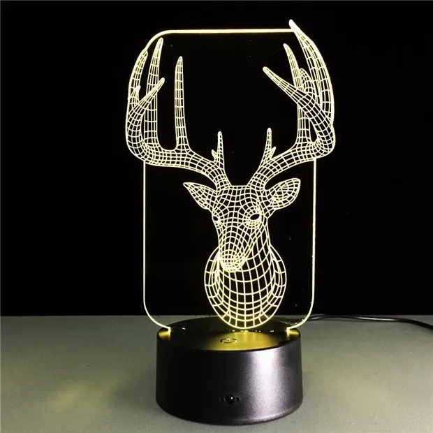 Олень спальня лампа Красочный USB милый 3D Рождество офис домашнее украшение