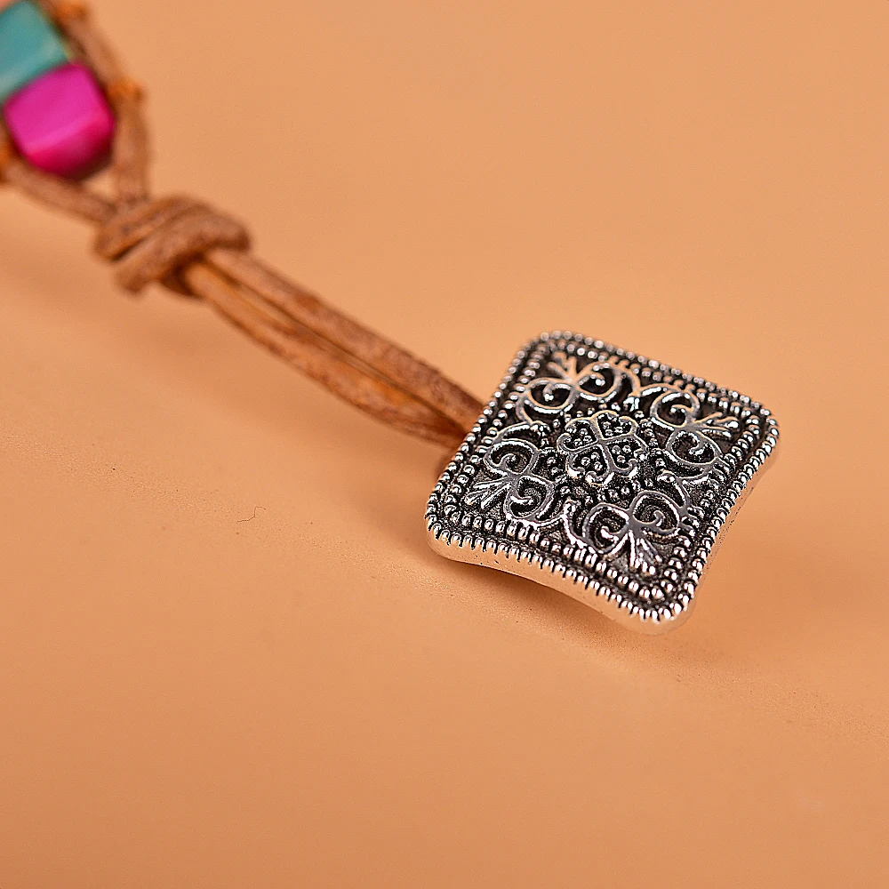 Браслет Asingeloo с квадратными бусинами из натурального камня разных цветов браслет