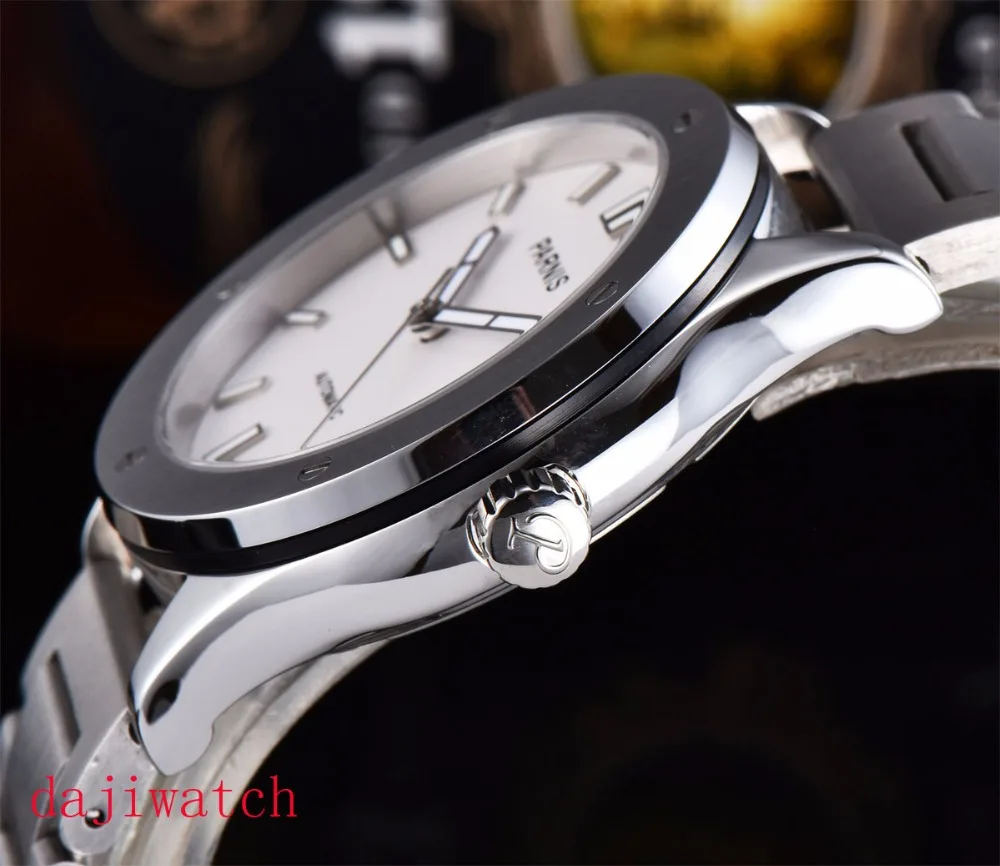 Часы с белым циферблатом Parnis светящиеся часы miyota кристаллом Sapphire из нержавеющей