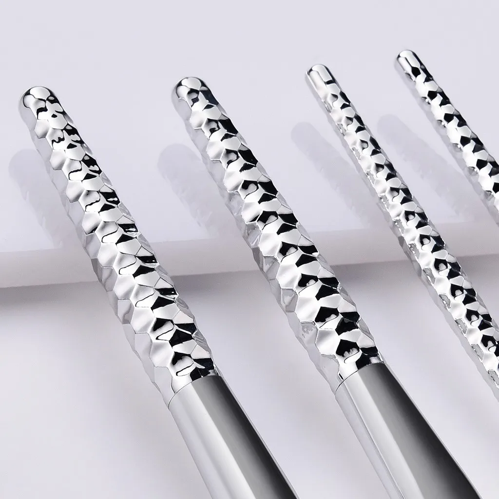 4 шт. высококачественные нейлоновые кисти для макияжа сотовые с серебряной