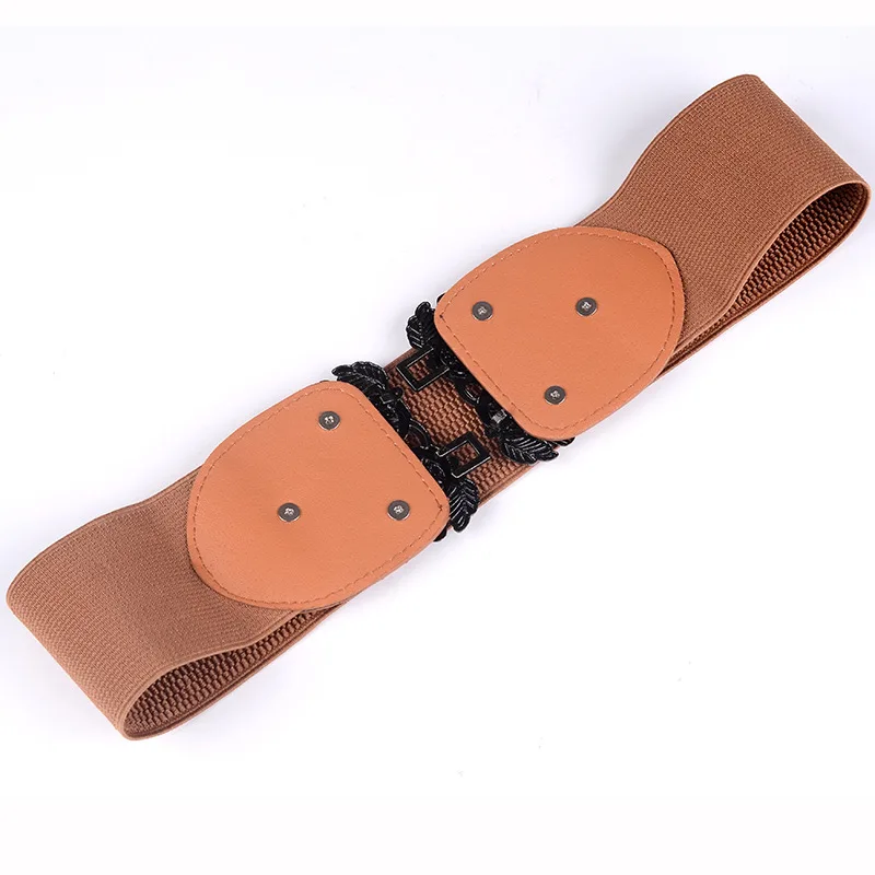 

Gours Dress Cummerbunds Women's PU Leather Waist Belts Wide Elastic Girdle Strap Fashion Bohemian Retro Style New Arrival PDL053