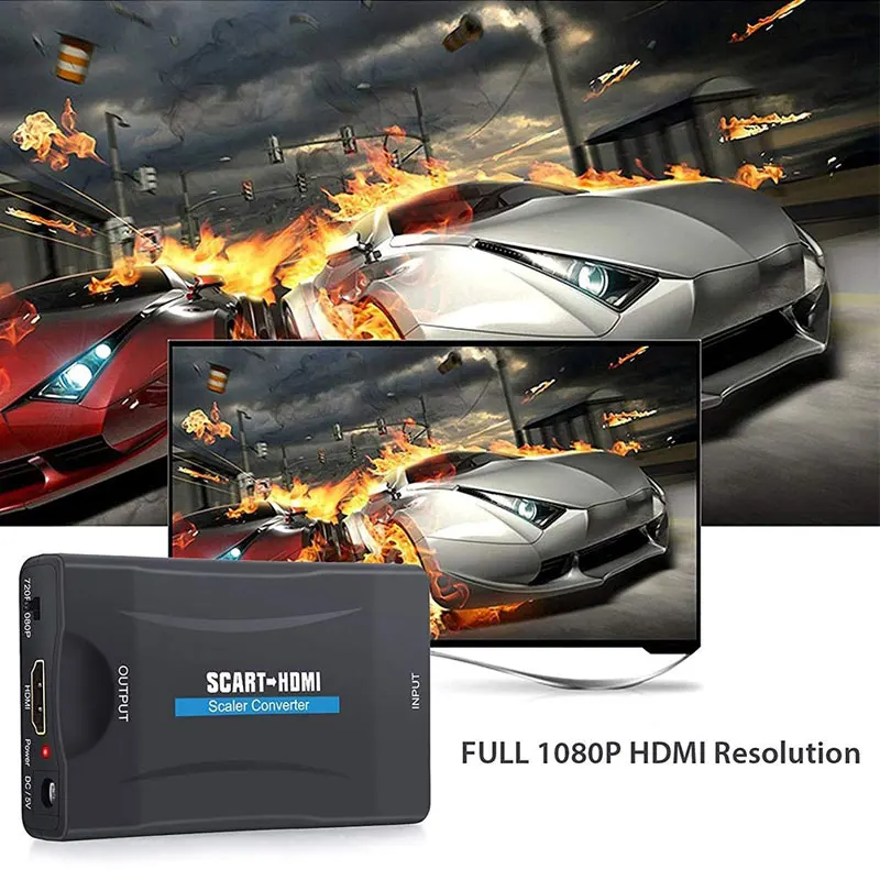 JKING 1080P SCART в HDMI конвертер видео аудио сигнала адаптер HD с зарядным адаптером |