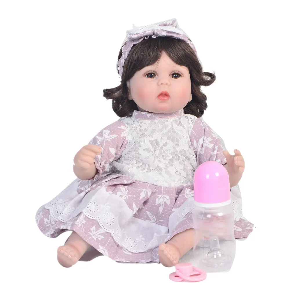 Силиконовые куклы reborn 18 &quot43 см bebes curly hair girl для детей подарок на день рождения