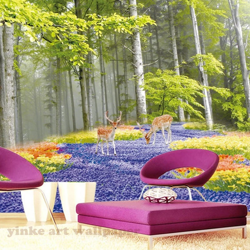 Фотообои для стен красивый пейзаж зеленое дерево жираф Настенные обои дивана ТВ