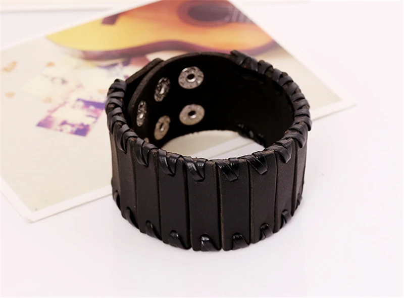 JINSE 2017 винтажные мужские ювелирные изделия черный и коричневый широкий кожаный