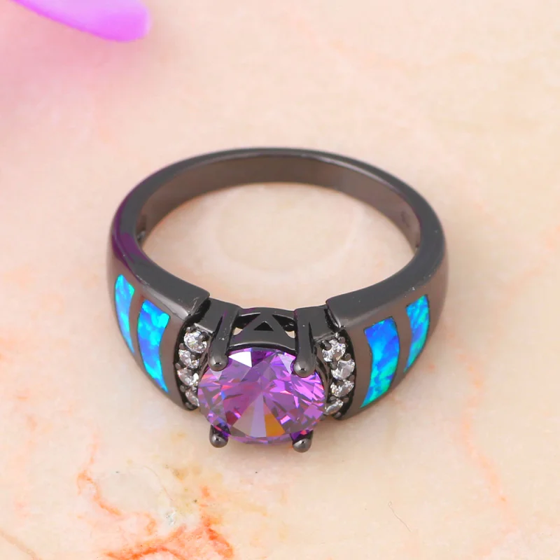 Лучшие продажи обручальные кольца для возлюбленной голубой огненный опал