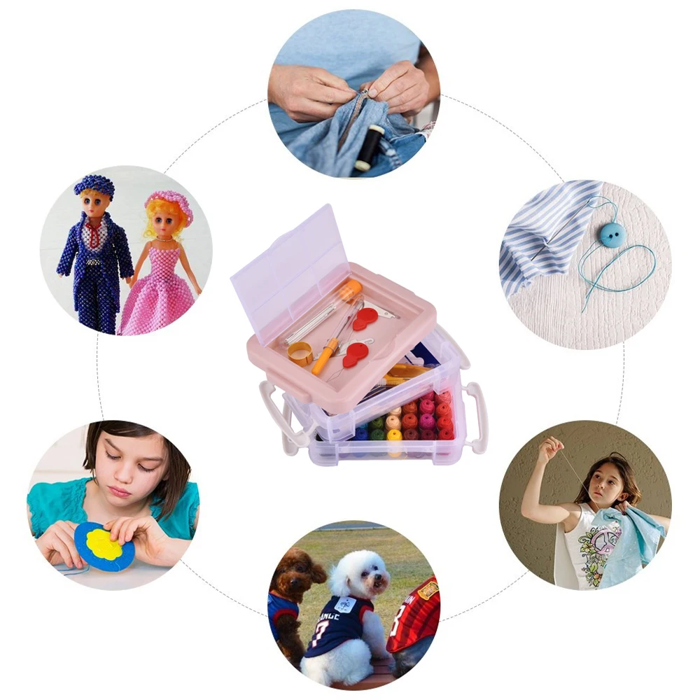 

48 Color Sewing Thread and Quilting Tools Multifunctional Sewing Supplies Kit for Machine Hand Stitching Embroidery Threads Box