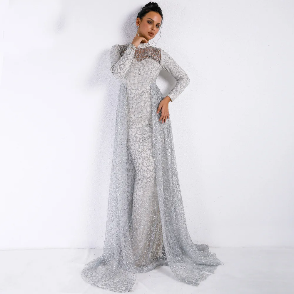 Женское вечернее платье-Кафтан weiyin Abaya длинное платье с блестками и длинными