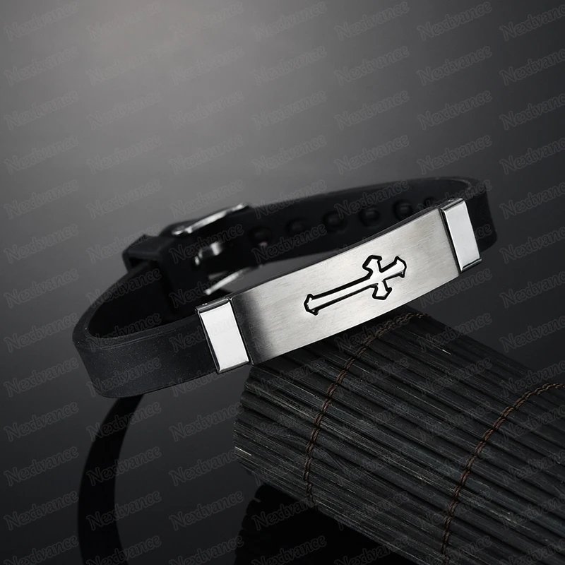 Nextvance Punk Gold Black Cross Leather Bracelet Bff Jesus Crucifix Amulet Bracelets for Christmas Gift Armband Heren | Украшения и