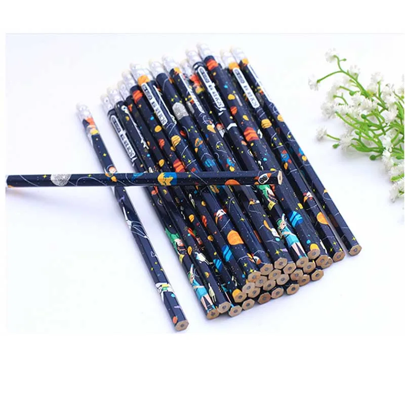 Красивый деревянный карандаш со звездами и ластиком 30 шт.|Простые карандаши| |