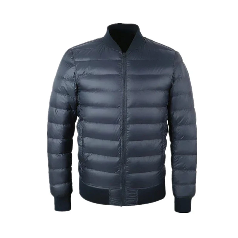 dark blue Мужская зимняя куртка новая пара Ультралайт бейсбольное пальто 90% белый утиный пух куртка Мужская Плюс Размер Стенд воротник верхняя одежда пальто - Цвет: dark blue
