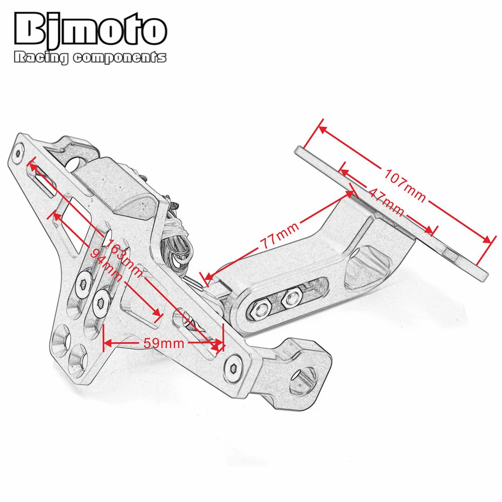 Bjmoto Универсальный CNC Мотоцикл Регулируемый номерной знак рамка держатель BracketMount
